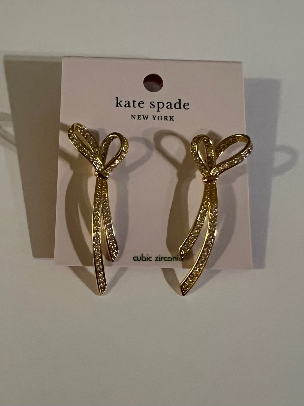 Kate Spade All Tied Up Gold and CZ Earrings